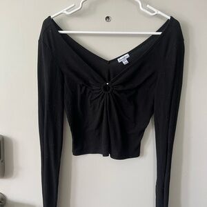 Black Long Sleeved Crop Top